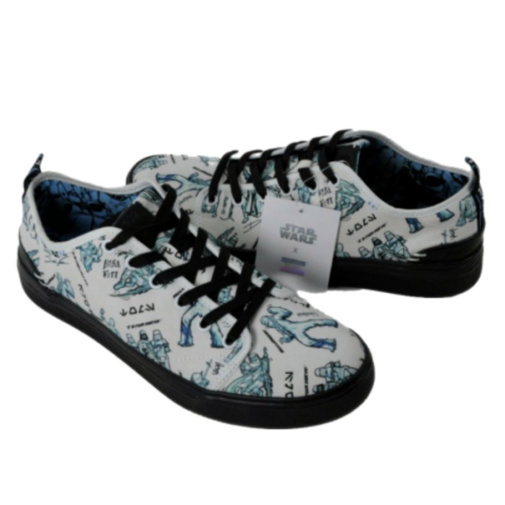 New TOMS Star Wars x Travel Lite Low Sneaker 9 White Characters Sketch Print